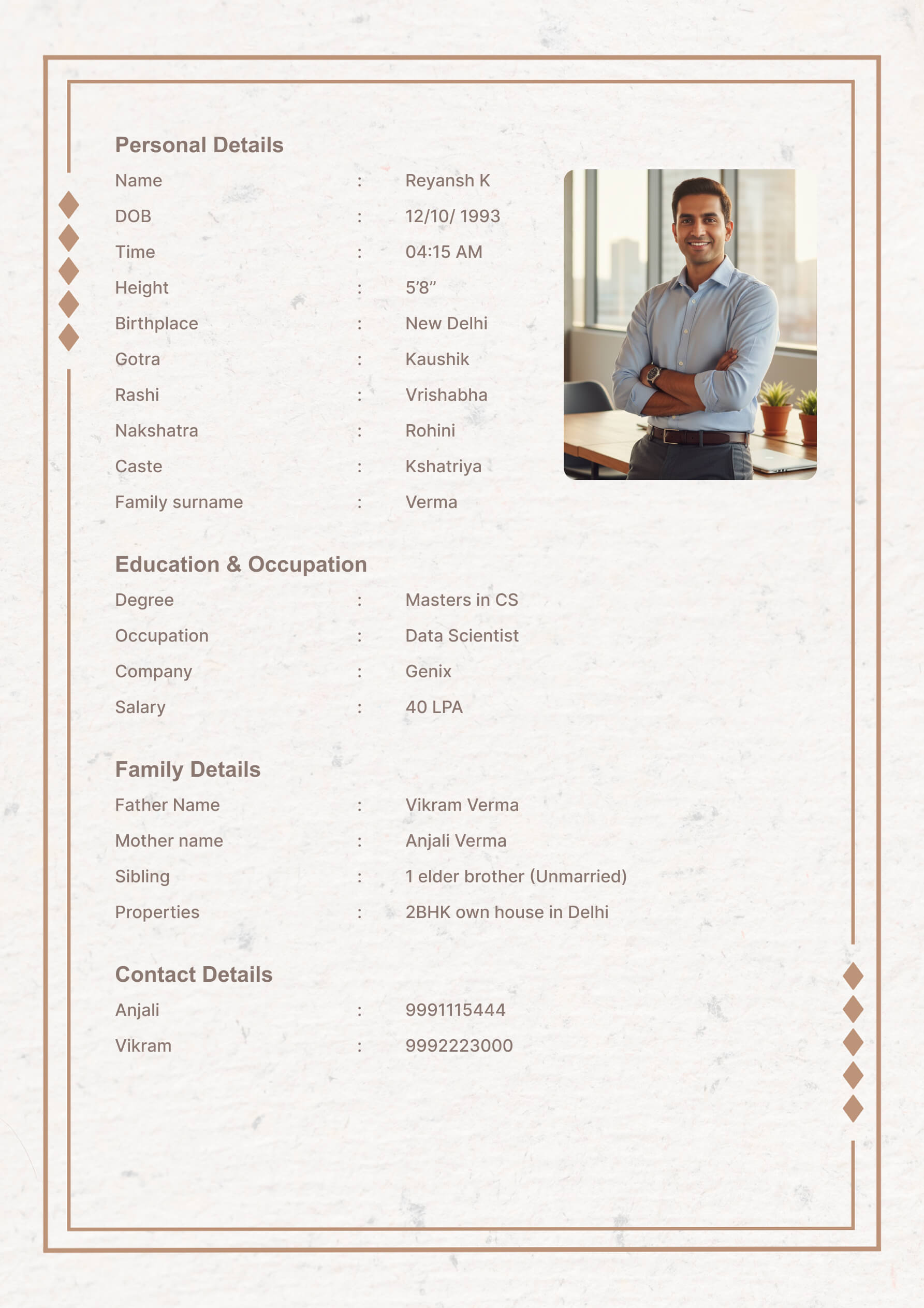 Modern Biodata Template